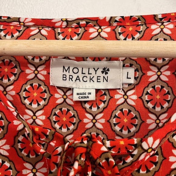 Molly Bracken red Long Sleeve Mosaic Printed Top - size large - Picture 6 of 11